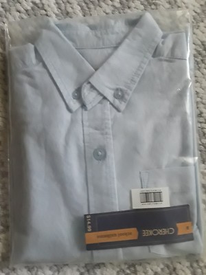 boys 6/7 cherokee long sleeve blue button up school uniform shirt, nwt