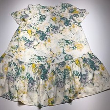 A New Day Dress Womens Size Medium Cream Floral Sundress V-Neck Short Sleeve