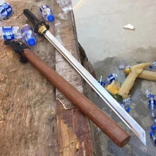 T10 Steel Clay Tempered Japanese Ninja Samurai Sword Straight Blade Saya Katana
