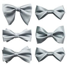Mens Silver Pre Tied Tuxedo Bow Tie Wedding Party Formal Business