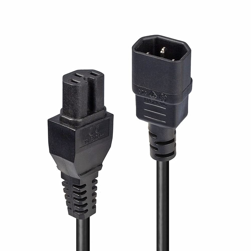 LINDY 30314 2m Hot Conditioned IEC Extension Cable IEC C14 to IEC C15 Power Lead