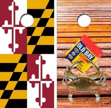 Maryland Crab Theme Cornhole Board Wrap LAMINATED Decal Vinyl Sticker 2964