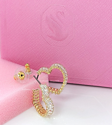 ピアス SWAROVSKI [Original product/shopping bag gift] Matrix heart NEW 100% Authentic SWAROVSKI Gold Heart Shaped Matrix hoop