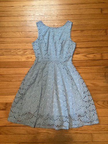 NWT AQUA (Bloomingdale's) Light Blue Lace Fit & Flare Summer Party Dress, Sz Med - Picture 2 of 9