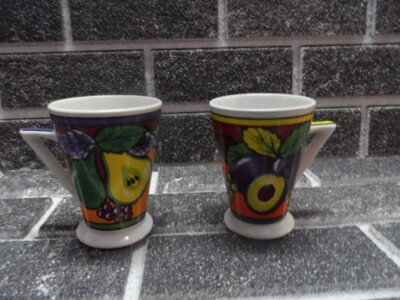 2 Kaffee- oder Teetassen Royal Norfolk Obstmotiv Art Deco Stil Vintage