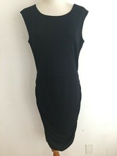 Ann Taylor LOFT Crewneck Sleeveless Ruched Tapered Sheath Dress Black Size S