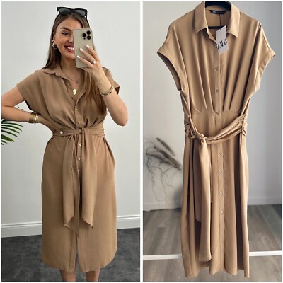 beige shirt dress zara ZARA. Long beige shirt dress. Size XS – Hibuy market main image 1