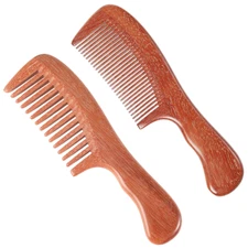 Onedor Handmade 100% Natural Red Sandalwood Hair Com (Wide Tooth Fine Tooth Set)