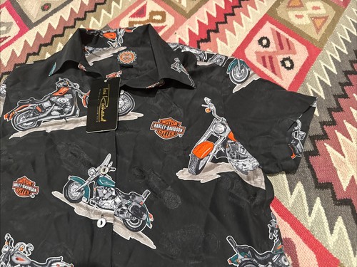 NEW Harley Davidson Tori Richard Hawaiin Button Up 100% Silk Top Women’s Small - Picture 3 of 8