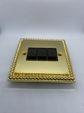 Jo Jo 22 Carat Gold Plated Light Switch Mirror Finish 3 gang, 2 way Georgian