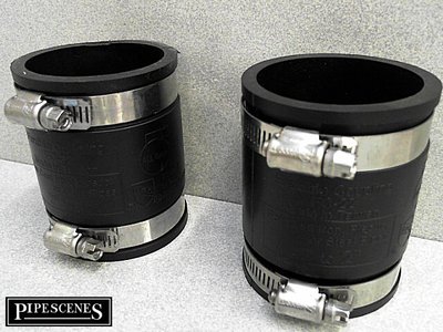 2 x 50 mm oder 2 Zoll Fernco Typ Flex Dichtung Gummikupplung mit Jubiläumsclips Universal