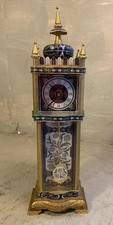 Quality Miniature Grandfather Clock Brass And Cloisonné