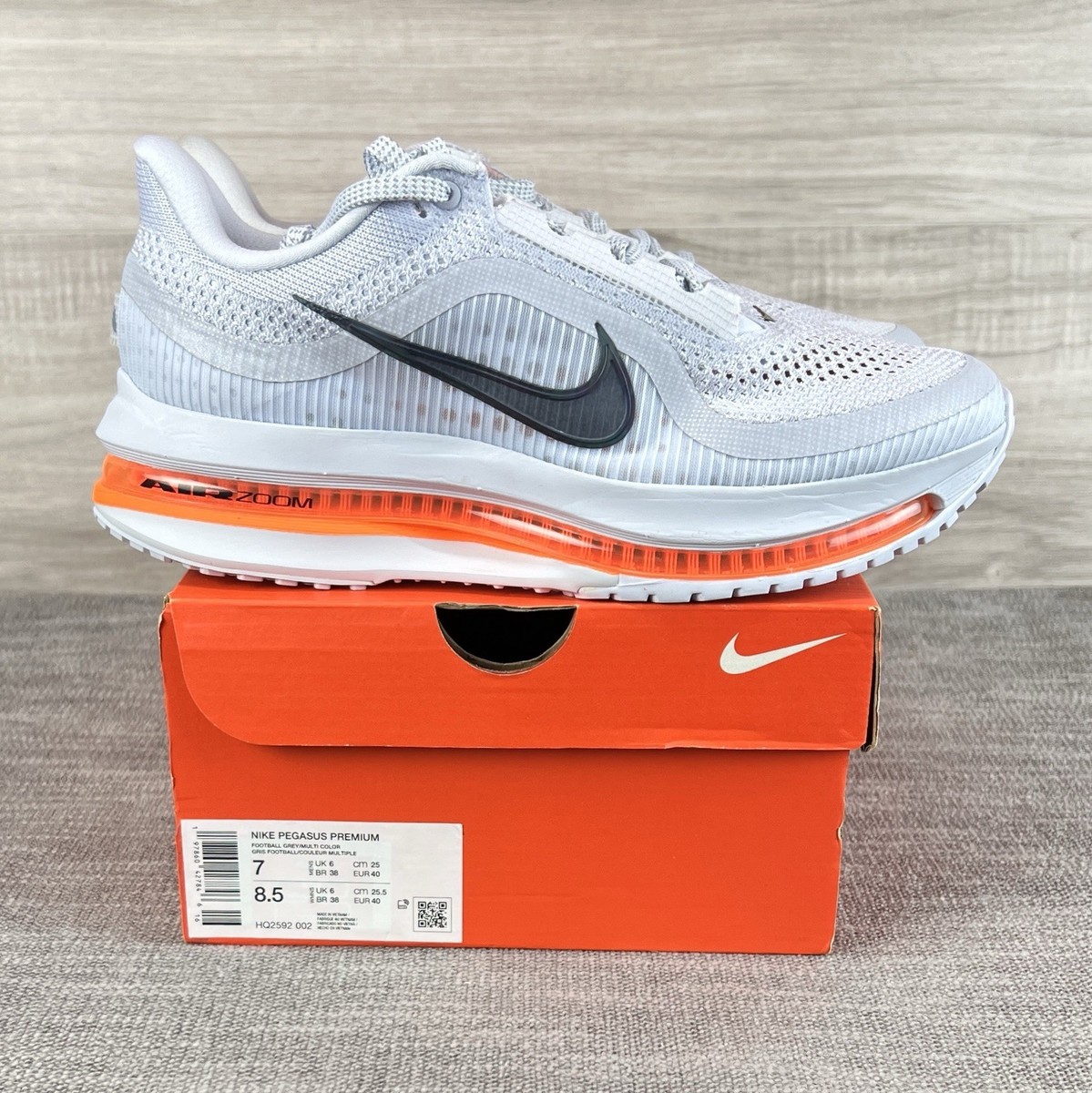 Nike Pegasus Premium Light Grey/Orange Running Shoes HQ2592-002