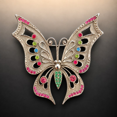 Czech Vintage Unique Cast Jewelry Brooch - FREE SHIPPING