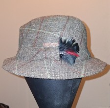 Hanna Hats Mens Bucket Hat Gray Plaid Lined S...
