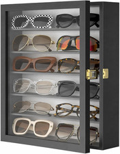Sunglass Organizer Wall Mounted Glasses Holder Display Case 6 Tier