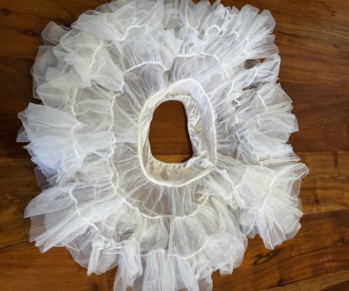 VTG Tulle Slip Underskirt Petticoat White Girls 5 Layered Ruffled Fluffy Circle