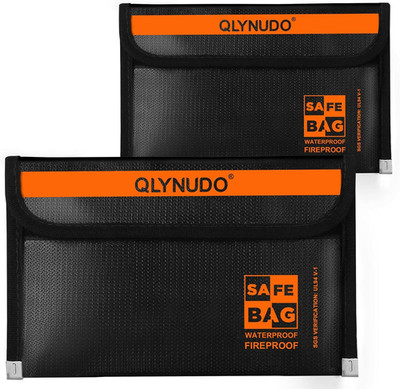 2 PACK Small Fireproof Document Bag Money Bag for Cash with Waterproof Zipper