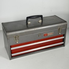 Vtg Sears Craftsman 65336 2 Drawer Metal Tool Box Chest Red Gray Usa - No Key