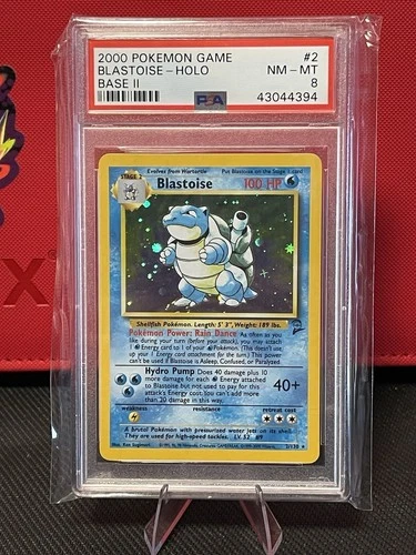 Pokémon Blastoise 2/130 Base Set 2 Holo 2000 PSA 8 English Ken Sugimori
