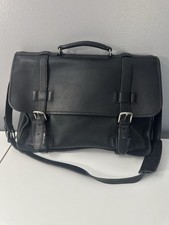 Vintage COACH Model 5325 Black Belted Leather Briefcase w/Shoulder Strap