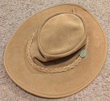 Barmah Foldaway 1061 Leather Suede Hickory Brown Hat Large Made in Australia