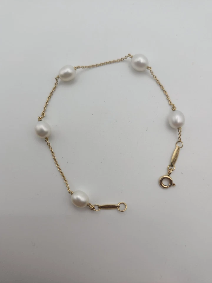 Pulsera Tiffany Elsa Peretti 18k perlas por yarda 7 pulgadas Foto 2 de 4