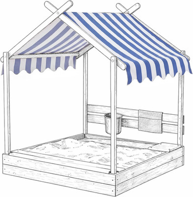 Sandbox Replacement Canopy 47x40 Blue White UV Waterproof Oxford Cover Roof