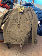 Vintage USA Made Carhartt C48 Chore Coat Brown Blanket Lined Work Jacket Mens XL