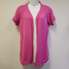 NWT Christopher Banks Short Slv Knit Cardigan S Pink Cotton Coastal Granny