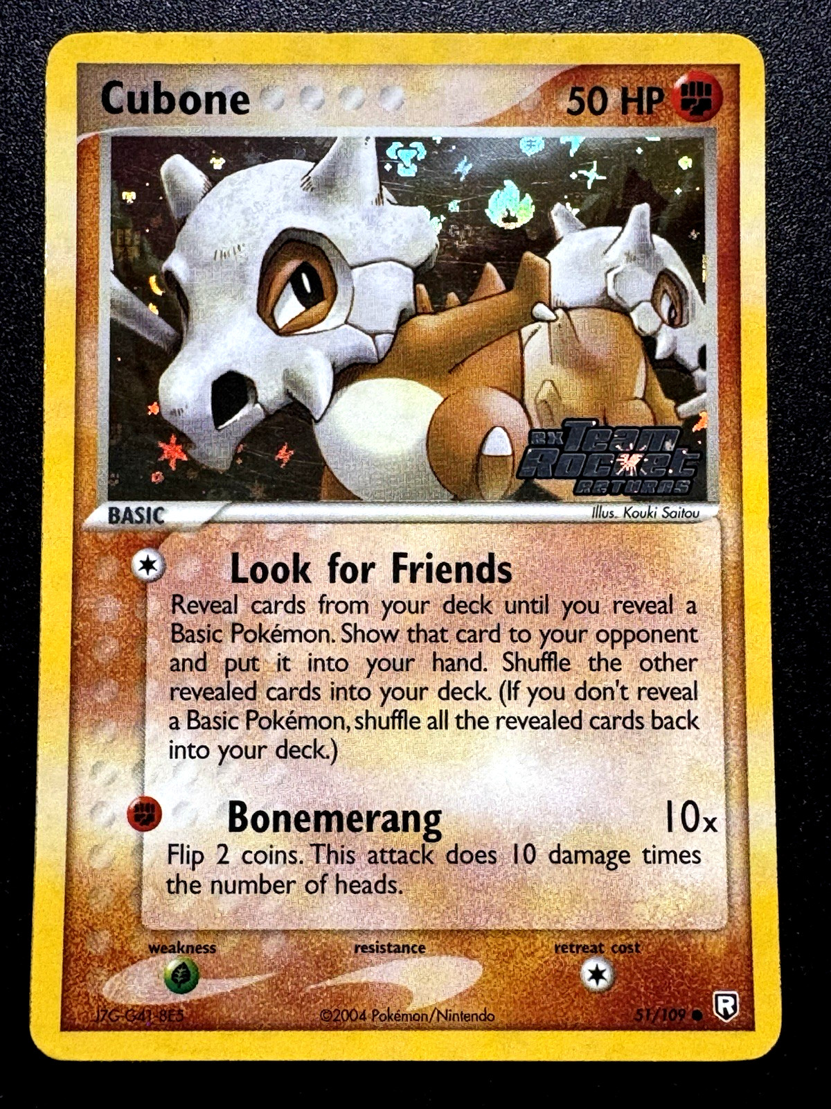 Cubone 51/109 EX Team Rocket Returns Pokemon Card Reverse Holo Foil Rare MP