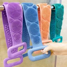 Silicone Back Scrubber Body Sponge Shower Belt Bath Towel Skin Clean Massage Bru