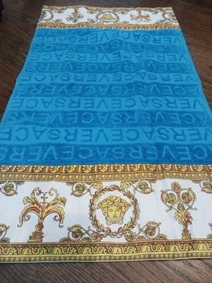 VERSACE HOME  TOWEL  BAROQUE BLUE BATHROOM
