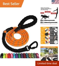 Reflective 4FT Rope Dog Leash with 360° Swivel Hook - Perfect for Night Walks