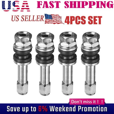 #ad 4Pcs TR48 Bolt Screw On Tire Valve Stem Chrome Metal High Pressure Flush W Uoch $6.99