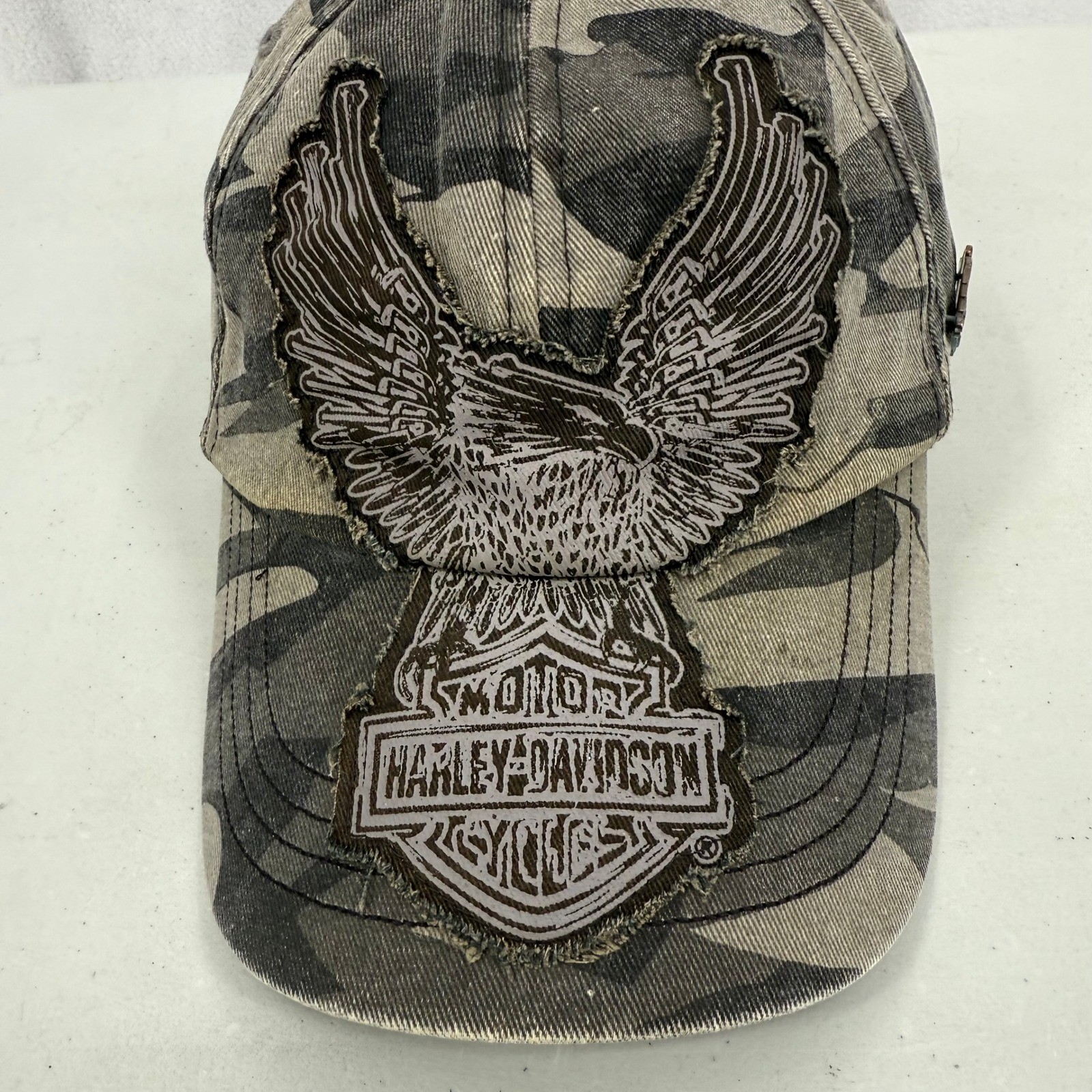 Harley Davidson Camo Eagle Patch Baseball Cap Men… - image 2