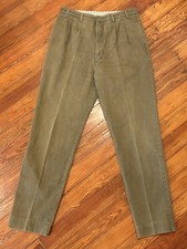 Vintage GAP Wide Leg Chino Pants Men's 34x34 Relaxed Loose Fit Olive Green 80s
