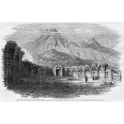 KARTHAGO Tempel des Neptun bei Zowan (Zaghouan) Tunesien - antiker Druck 1859