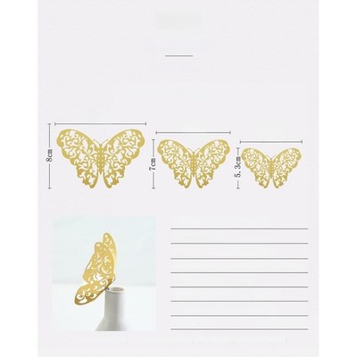 3D Hohl Schmetterling Wandtattoo Metallic Finish Gold Rosegold Silber 12 Stück