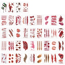 265 PCS Fake Scars Temporary Tattoos, Horror Realistic 3.9x2.3 Inch, 40 Sheet