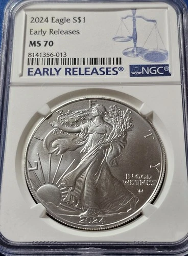 A 2024 Silver Eagle NGC MS 70 ER Label