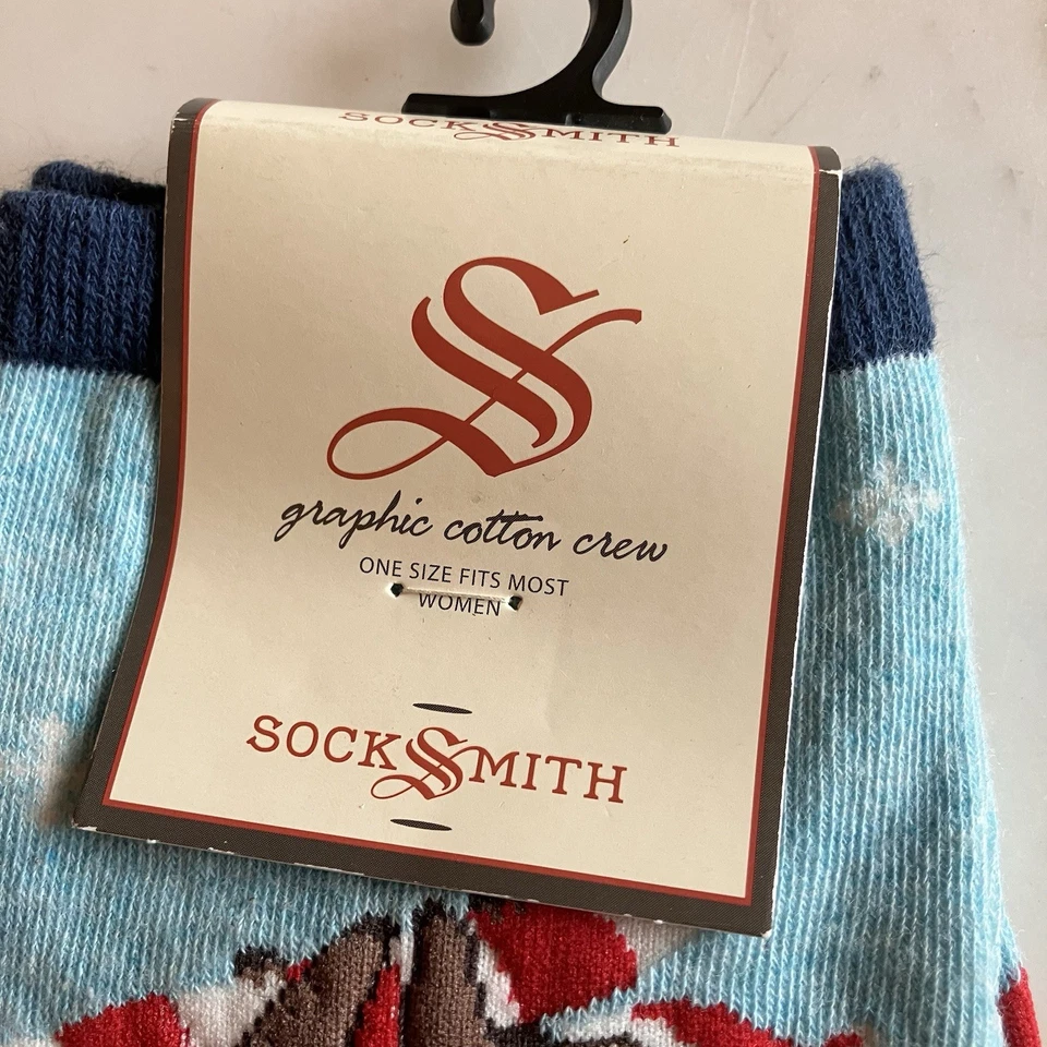 Meias femininas Socksmith Crew Merry Slothmas novidade calçado preguiça bengala doce - Imagem 4 de 4