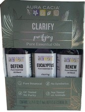Aura Cacia Serenity Calming Pure Essential Oil Set 3 Pack of 0.25oz Bottles NEW