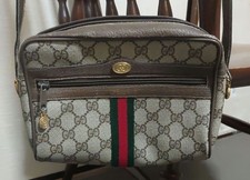 GUCCI GG Supreme Zip Shoulder Bag Crossbody Vintage Sherry Line PVC From Japan