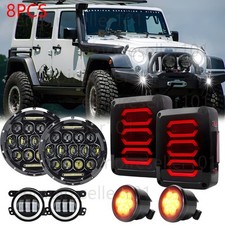 7 Headlights Fog Lights Turn Signal Brake Tail Lamps Combo For Jeep Wrangler Jk 7 Headlights Fog Lights Turn Signal Brake Tail Lamps Combo For Jeep Wrangler Jk