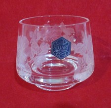 Stuart Strathearn Crystal Glass Tealight Holder Wild Rose Design. 6cm Tall.