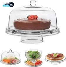 Selene 6-In-1 Multiuse Glass Server, Punch Bowl, Chip and Dip Bowl, Cake Stand