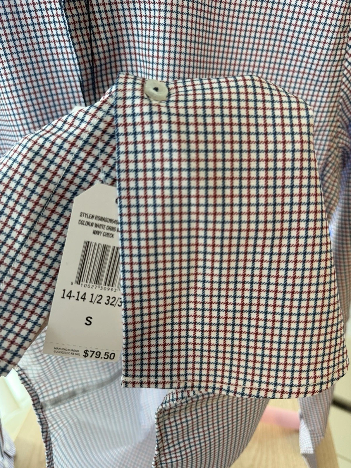 Nautica Men’s Small S Plaid Check Button Down Shirt Red Navy White NWT image 7