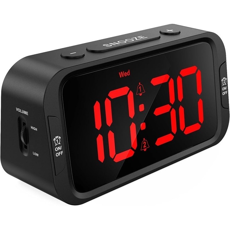 Dimmable LED Alarm Clock Dual Alarms USB Charging Snooze Large Display
