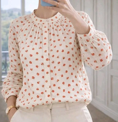 Blouse femme style liberty moderne gaze de coton romantique bohème Été S/M, M/L - Photo 1/4